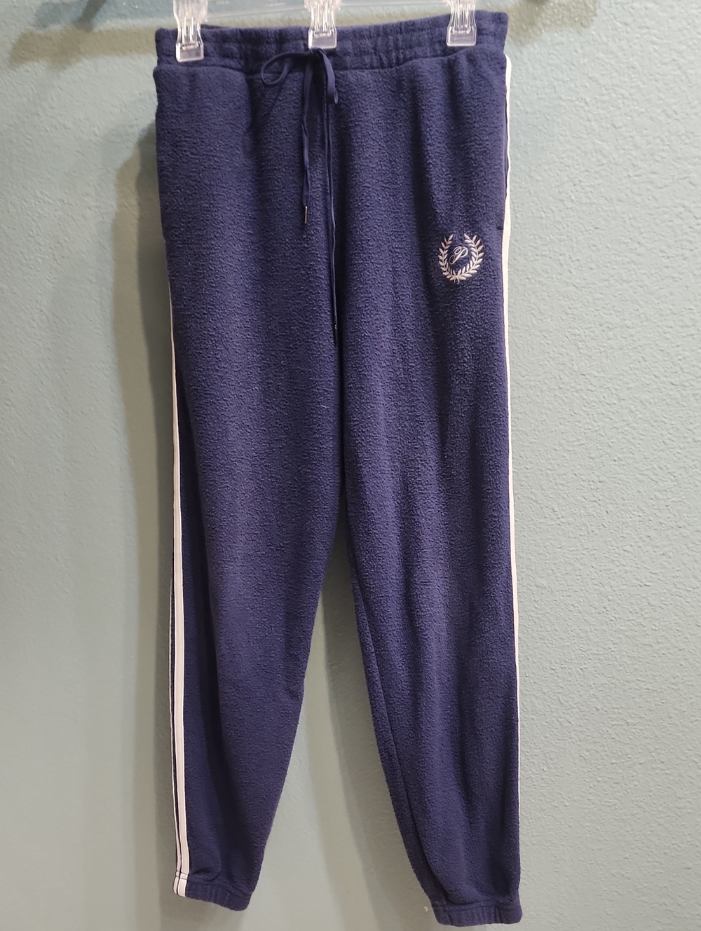 Victoria's Secret PINK Navy and White Reverse Fleece Pants Size Small